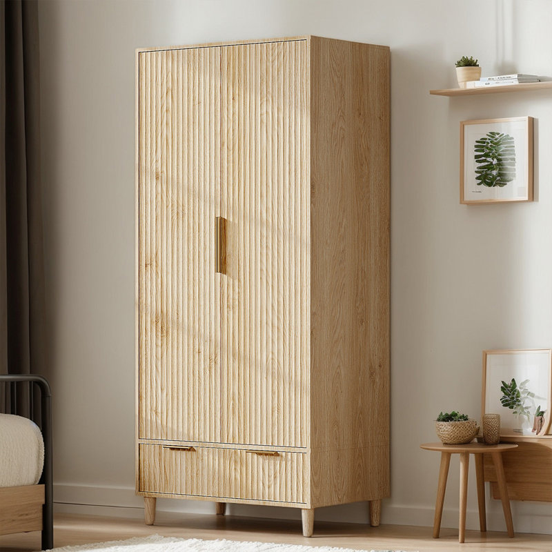 Wardrobe Armoire 2 Door 1 Drawer, Wood