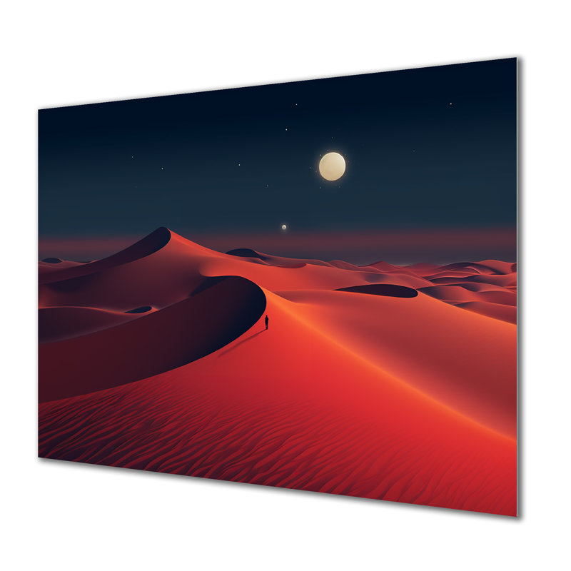 Noir et rouge, désert, lever de soleil, photo V - désert, art mural en métal, H 12 po x l 20 po x P 1 po