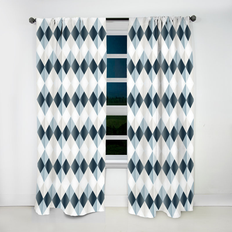 Rideau en velours moderne obscurcissant Nordic Geometric Serenity - 1 panneau, L 52 po x L 90 po