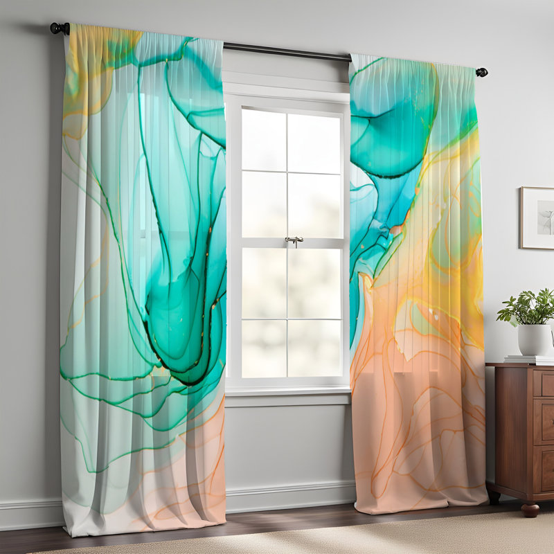 Paire de rideaux semi-transparents en polyester Einav, L 20 po x L 82 po