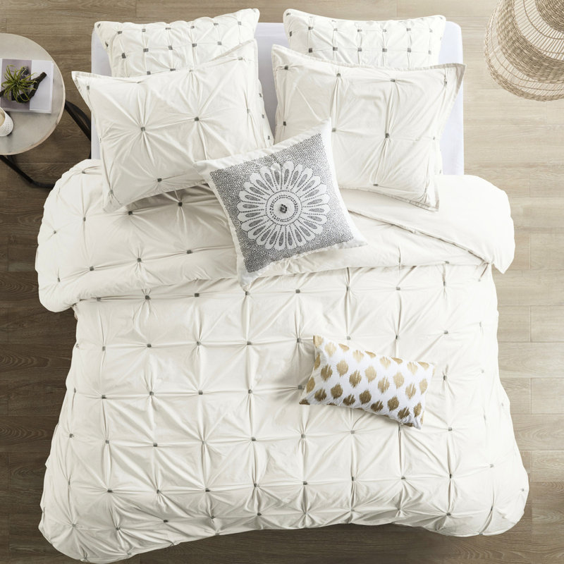 Housse de couette en coton très grand / très grand avec broderie élastique et fermeture à boutons