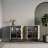 Modern Console Table with Metal Frame, Traverten Marble Finish, 57.0 x 31.1 x 13.8 inches | 100% Melamine Coated Particle Board, 0.7 inches Thick | Multiple Shelves, Wall-Mountable, Stylish & Functional for Living Room-106860996