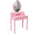 Vanity Desk Set With LED Light Mirror And Cushioned Stool For Bedroom-2138610776