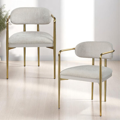 Fauteuil en chenille et or Zayn Beige (ensemble de 2)