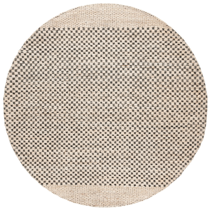 Tapis 675 fibres naturelles beige / noir, Rond 6 pi 6 po