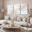 Ensemble de 3 toiles peintes à l'aquarelle représentant des fleurs de cerisier, idéales pour la décoration du salon et de la chambre.-936017668