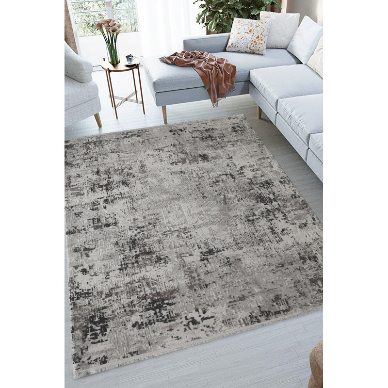 Tapis marocain noué à la main gris, Rectangle 79 po x 114 po