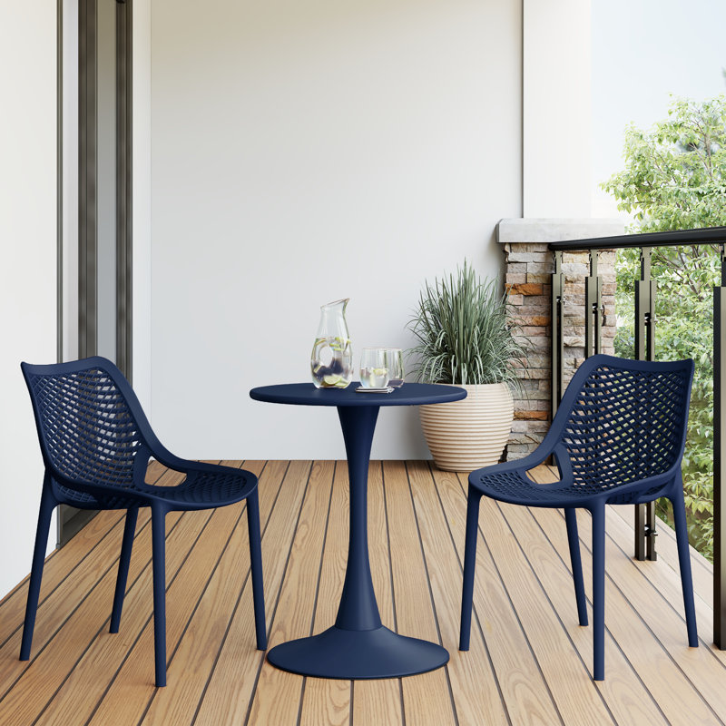 Ensemble repas extérieur 2 personnes, H 28,5 po x l 23,5 po x P 23,5 po, Marine, 2