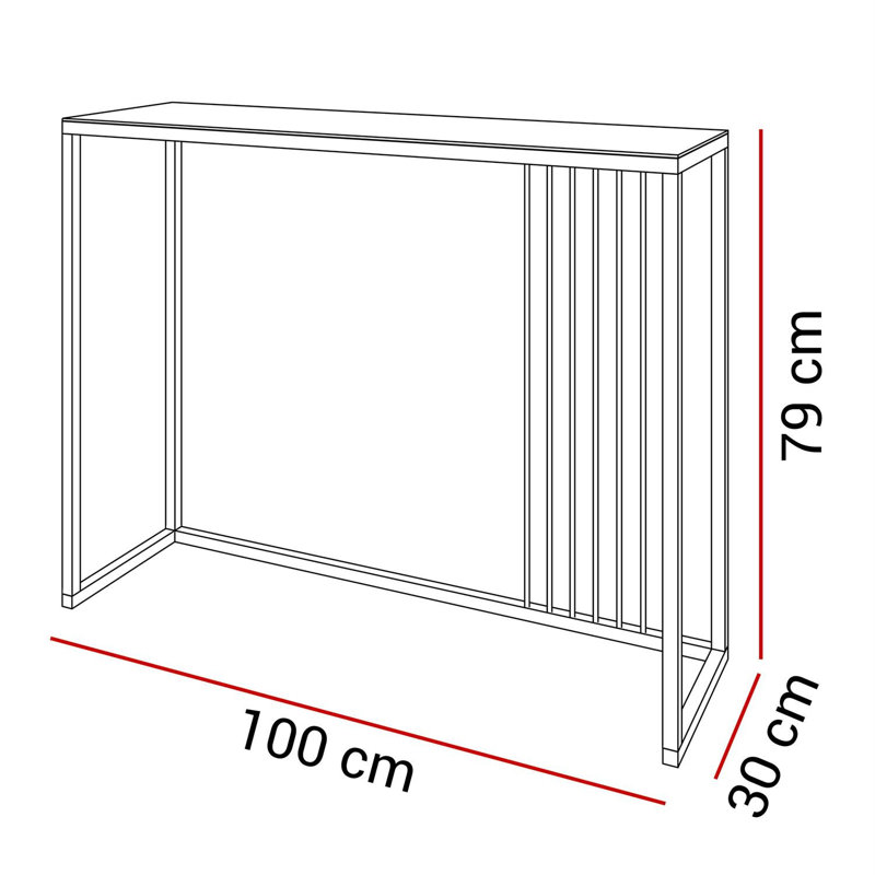 Ridgewood 100cm Glass Top Console Table, White, White