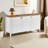 Elegant Oak and White Console Table, 59.1 x 29.9 x 15.4 inches | 100% Melamine Coated Chipboard, MDF Doors with Ash Tree Membrane | Modern Design, Perfect for Living Room & Entryway, Durable and Stylish