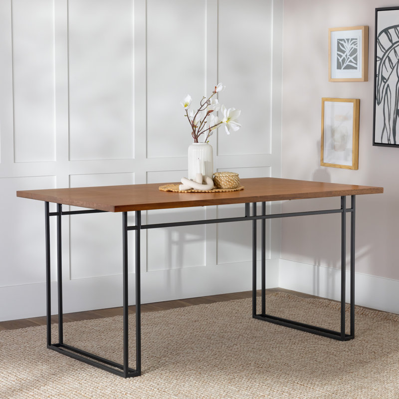 Metal Base Dining Table, Walnut