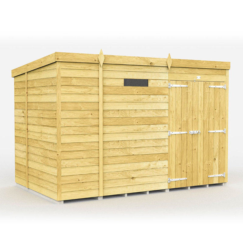 9ft x 7ft Pent Security Shed - Double Door