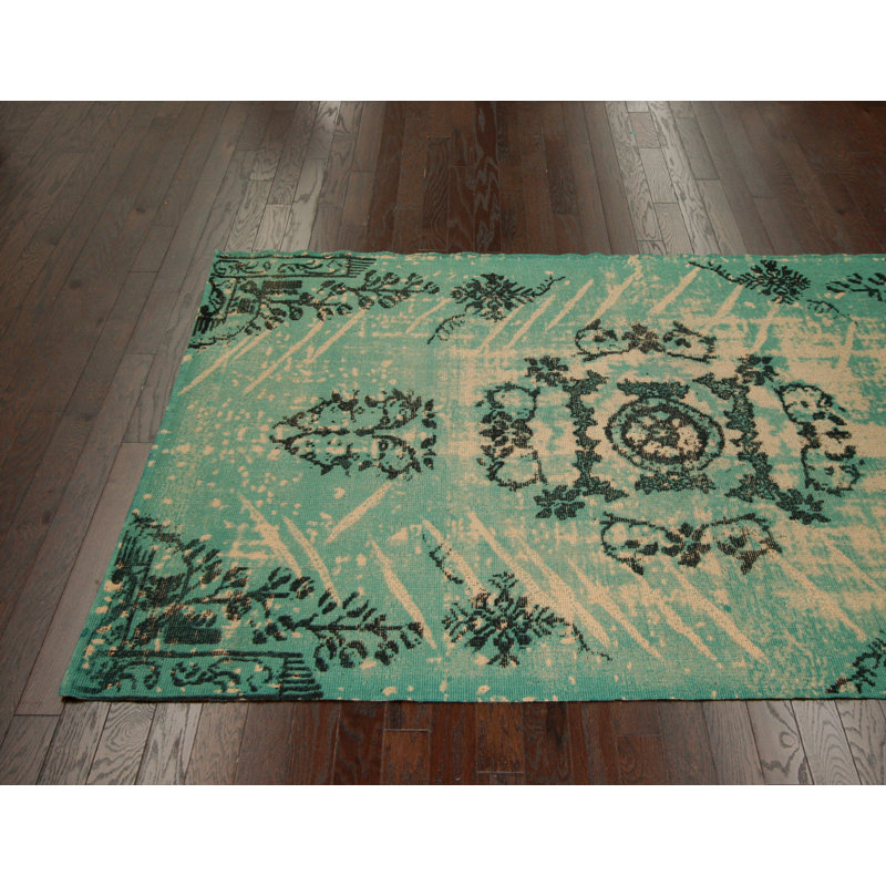 Tapis turquoise tissé à la main Gallien, Rectangle 5' x 8'