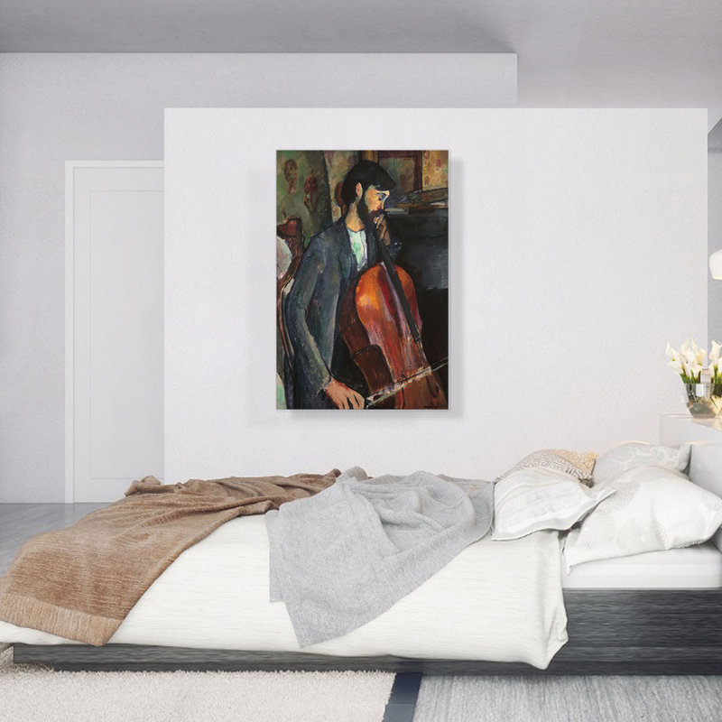 «The Cellist 1909» par Amedeo Modigliani, reproduction d'art sur toile tendue, H 40 po x l 26 po x P 1,5 po