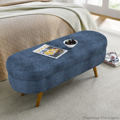Oval Storage Bench with Rubber Wood Legs
