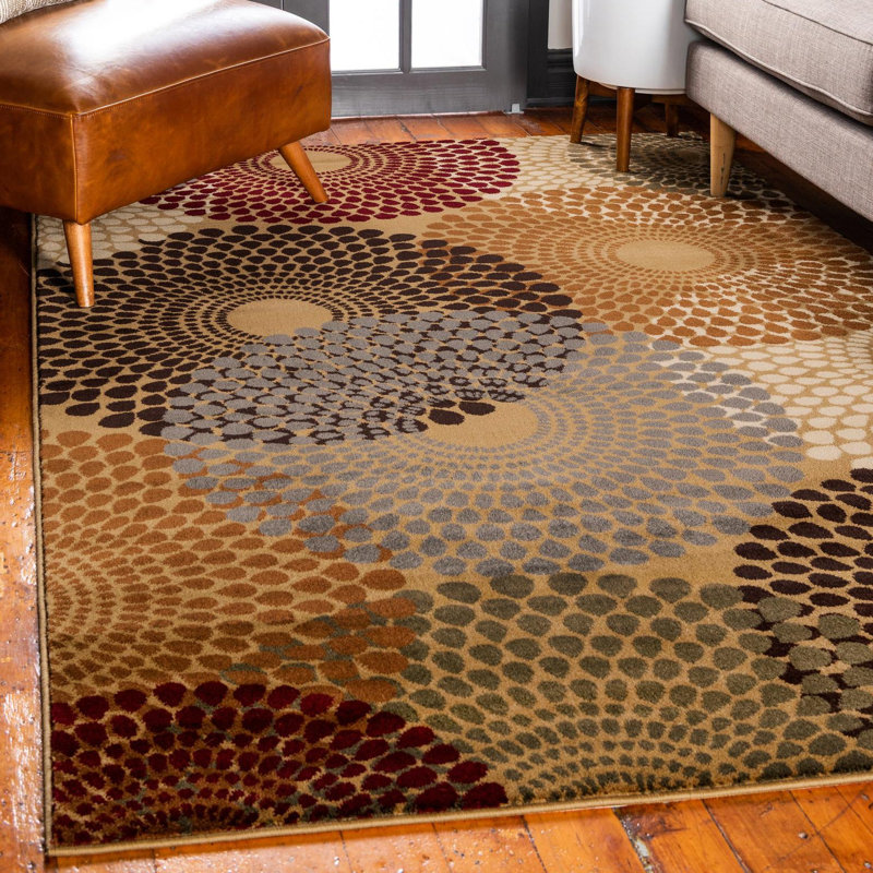 Apex Abstract Beige/Brown Area Rug, Rectangle 5'3" x 7'1"