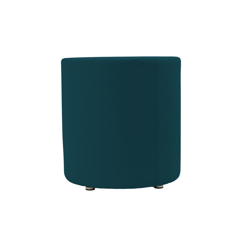 18 inch Round Everyday Vinyl Ottoman, 19 inch Height, Teal