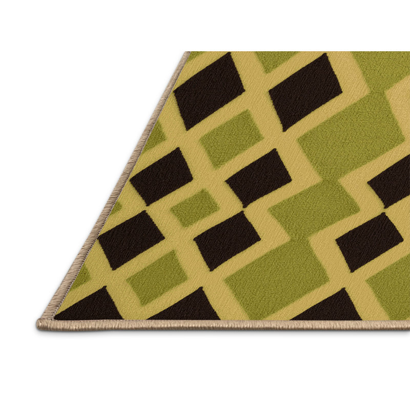 Tapis brun treillis lavable à la machine, Rond 6 pi