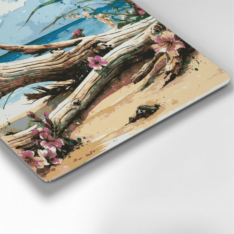 Art mural hawaïen en bois flotté beige, H 16 po x l 16 po