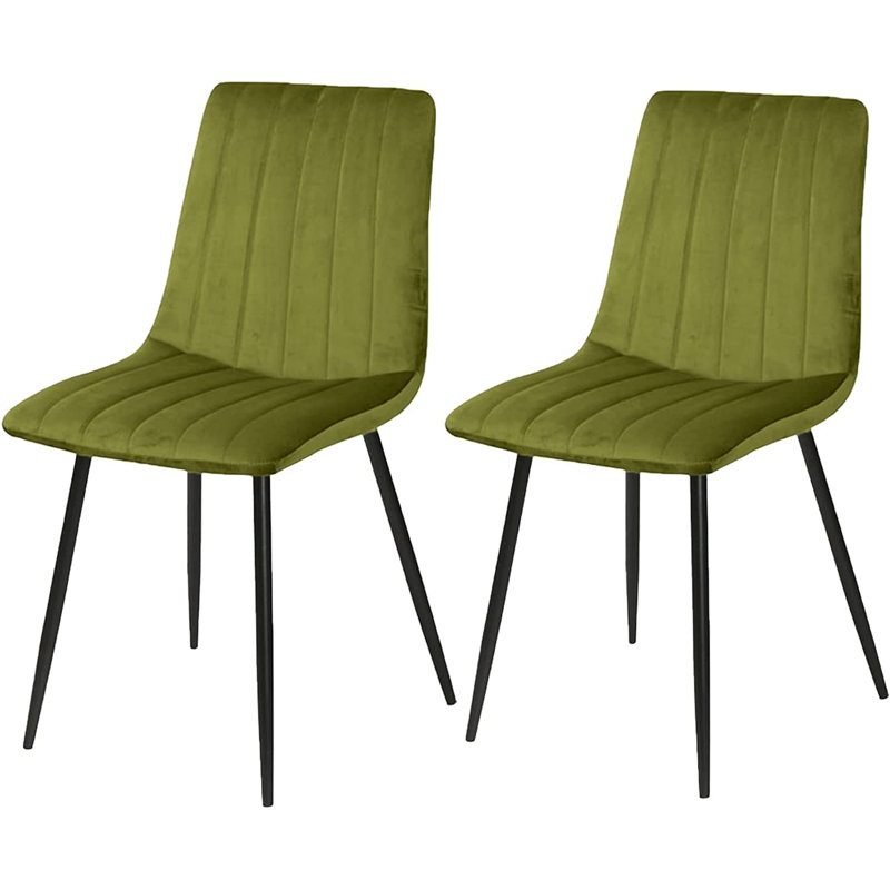 Aly 50cm H Velvet Upholstered Side Chair, Light Green