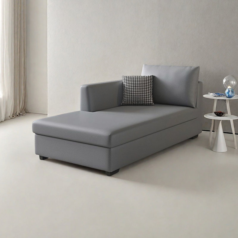 Chaise longue luxueuse en bois massif éponge moelleuse, Orienté à droite, Mélange de polyester gris clair