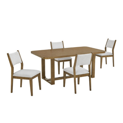 Ensemble de table de salle à manger 5 pièces Meny, plateau l 72 po, brun noyer chêne