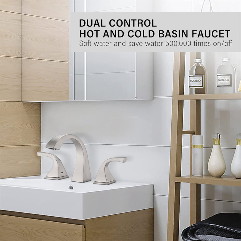2-Handle Bathroom Sink Faucet With Drain, Brushed Nickel