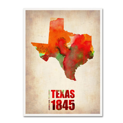« texas aquarelle map », impression sur toile tendue