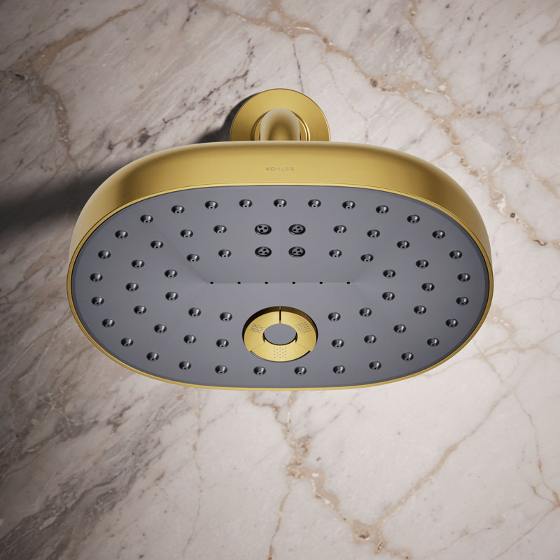 Statement™ Oval Multifunction Showerhead with Katalyst Air-Induction Technology, Vibrant Brushed Moderne Brass