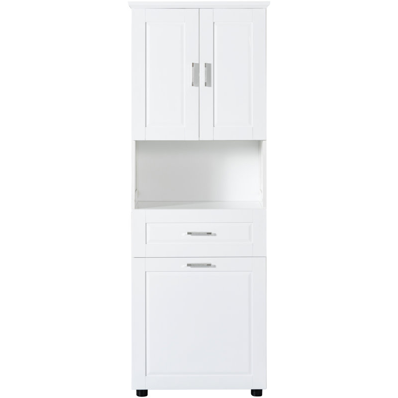 Grande armoire de rangement pour salle de bain avec panier à linge