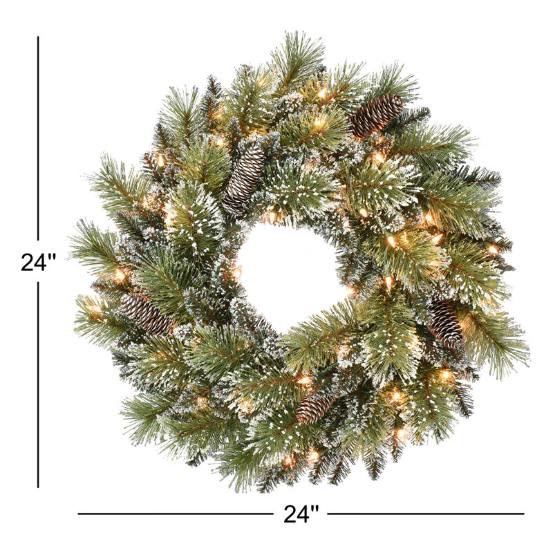 Faux Lighted Pine Rattan 24'' Wreath