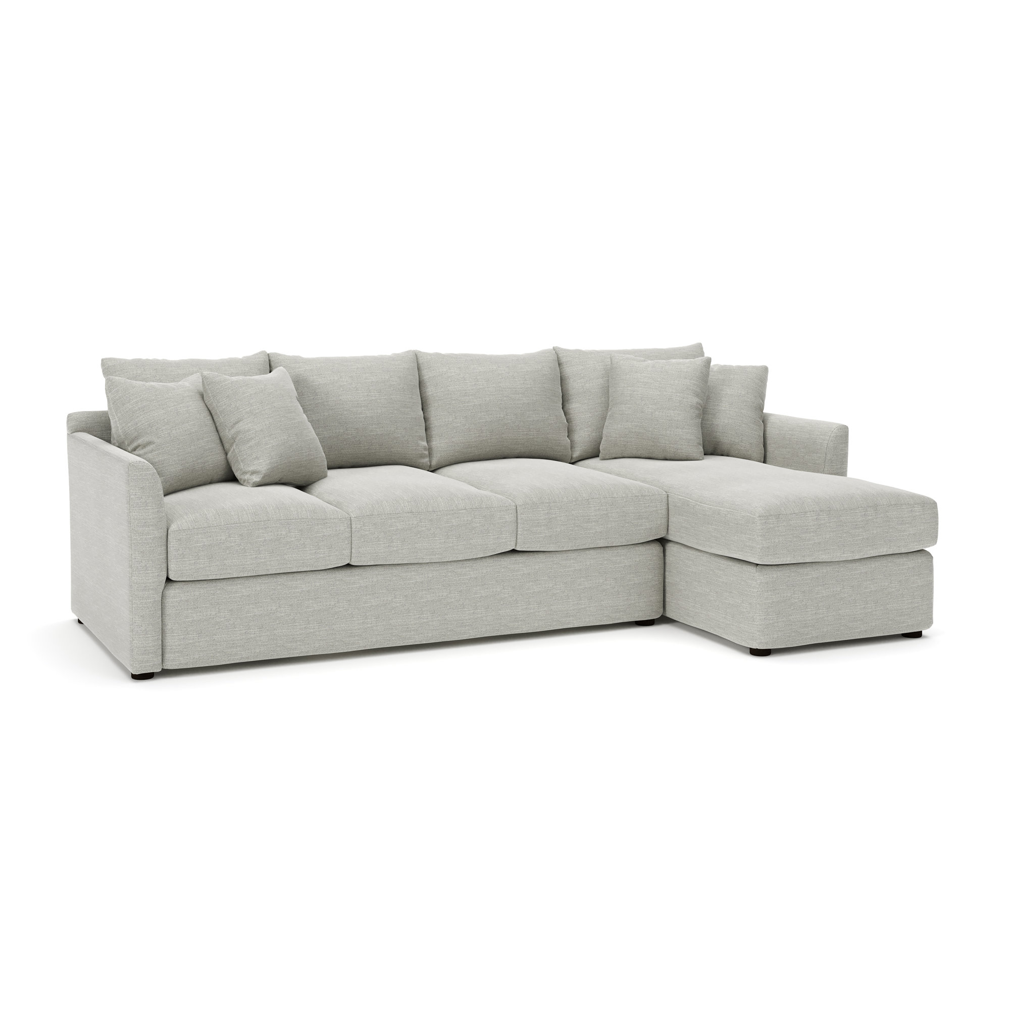 Cecelia Upholstered Chaise L-Sectional, Beat Ash Performance, Right Hand Facing