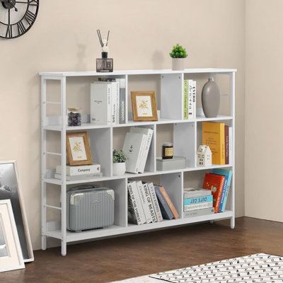 55-Inch Wide 10 Cube 3 Tier Industrial Open Shelf Bookcase with Metal Frame, Multiple Options by CAPHAUS