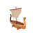 10" Natural Solid Wood Hand Painted Decorative Boat