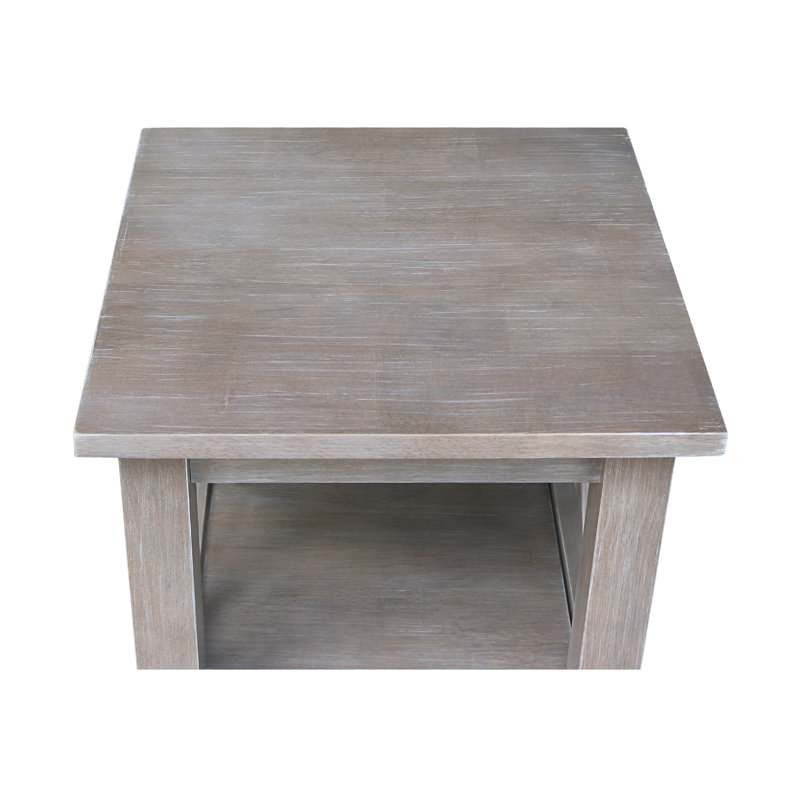 Rossitano Solid Wood End Table, Washed Gray Taupe