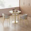 Table de salle à manger ronde ronde avec plateau en faux marbre et structure en métal robuste pour un assemblage facile et une élégance de tous les jours-847462077