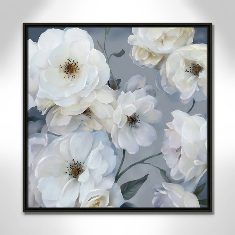 «Timeless Climbing Rose» par Carol Robinson - reproduction sur toile flottante, H 25,5 po x l 25,5 po x P 2 po, Espresso