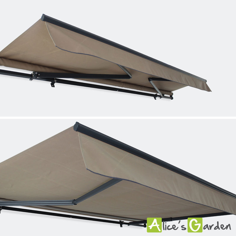 Dakota Fields 2.95cm W x 2cm D Metal Cover Retractable Patio Awning, Brown