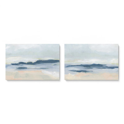 Ensemble de 2 toiles tendres bord de mer, cadre noir, 32 po x 48 po