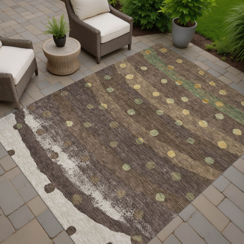 Machine Washable Indoor/Outdoor Chantille ACN2696 Stripes Rug, Chocolate, 5' x 7'6"