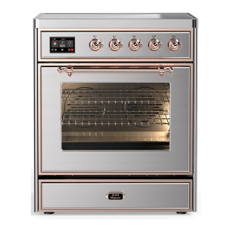 Cuisinière à induction 30 pouces avec 4 éléments à induction en acier inoxydable Majestic III Series (garniture en cuivre)