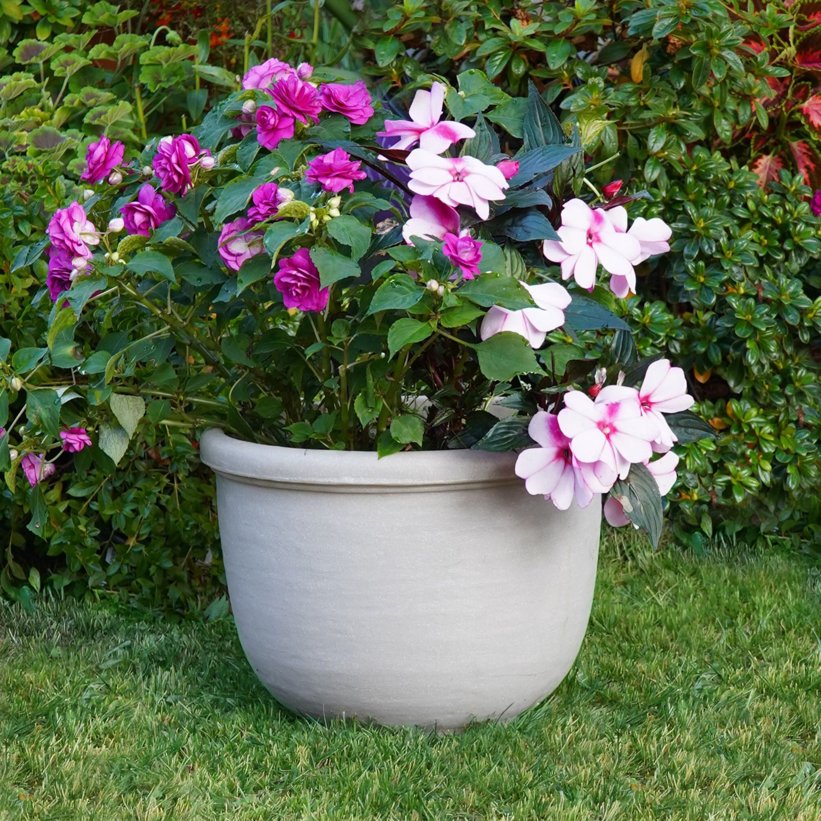 Leontion Plastic Pot Planter, Caviar Black, 17.25" H x 21.73" W x 21.73" D