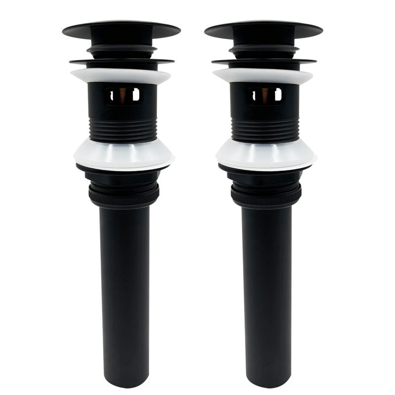 Bathroom Sink Pop Up Drain With Overflow,Stainless Steel,Two Pieces, Matte Black