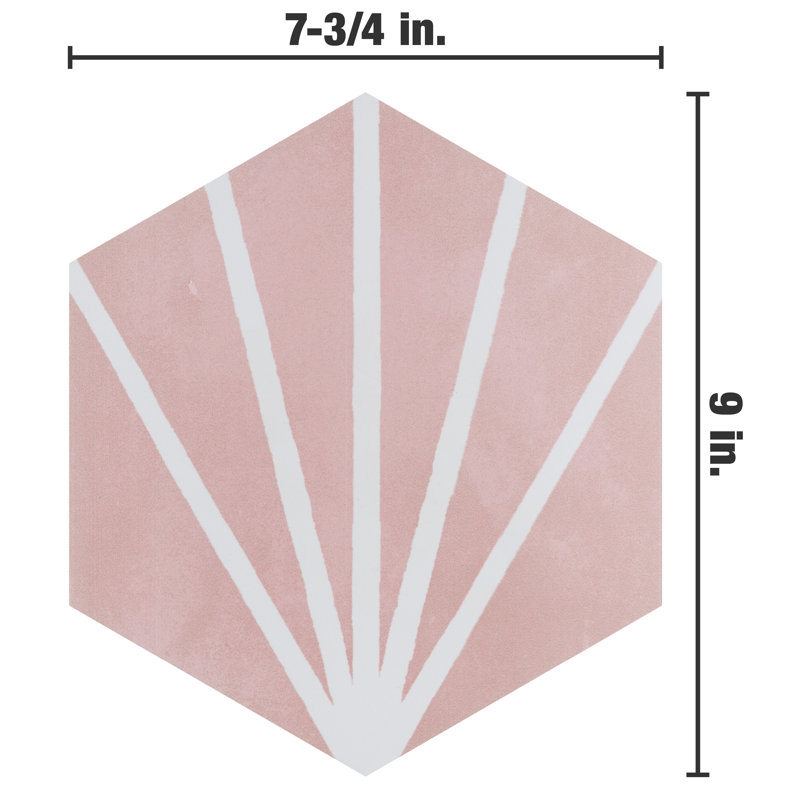 Horizon 7-3/4" x 9" Porcelain Wall & Floor Tile, Pink
