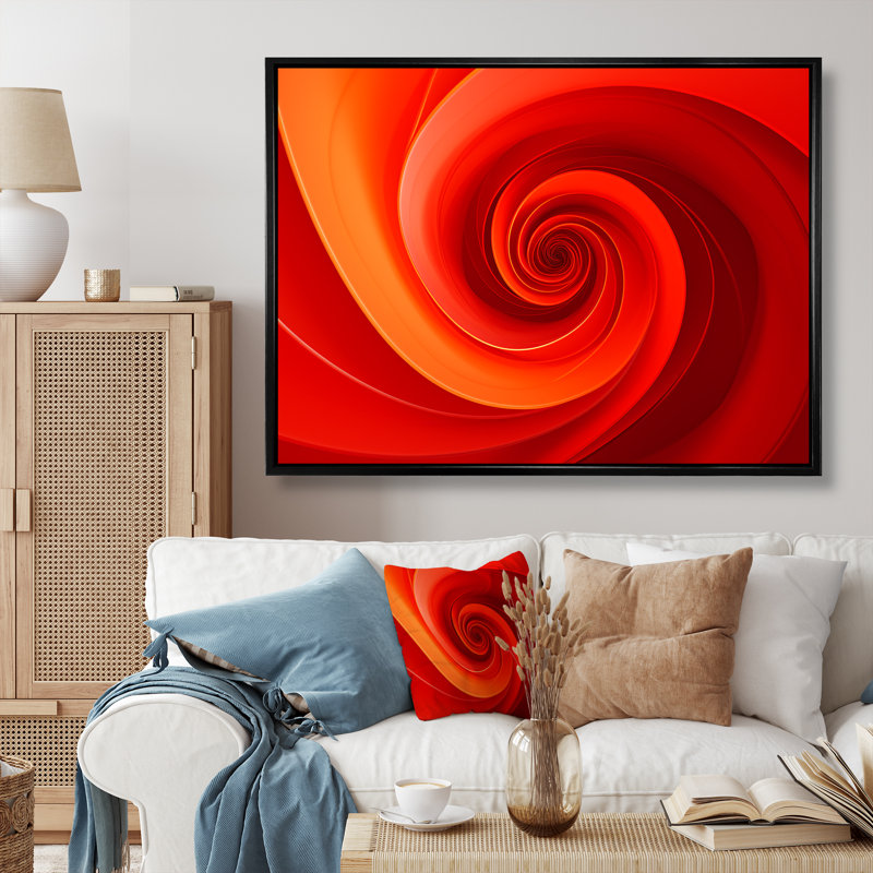 «Red Perpetual Pulse Vortex III - Abstract Spirals», reproduction d'art sur toile_106163, H 12 po x l 20 po x P 1 po