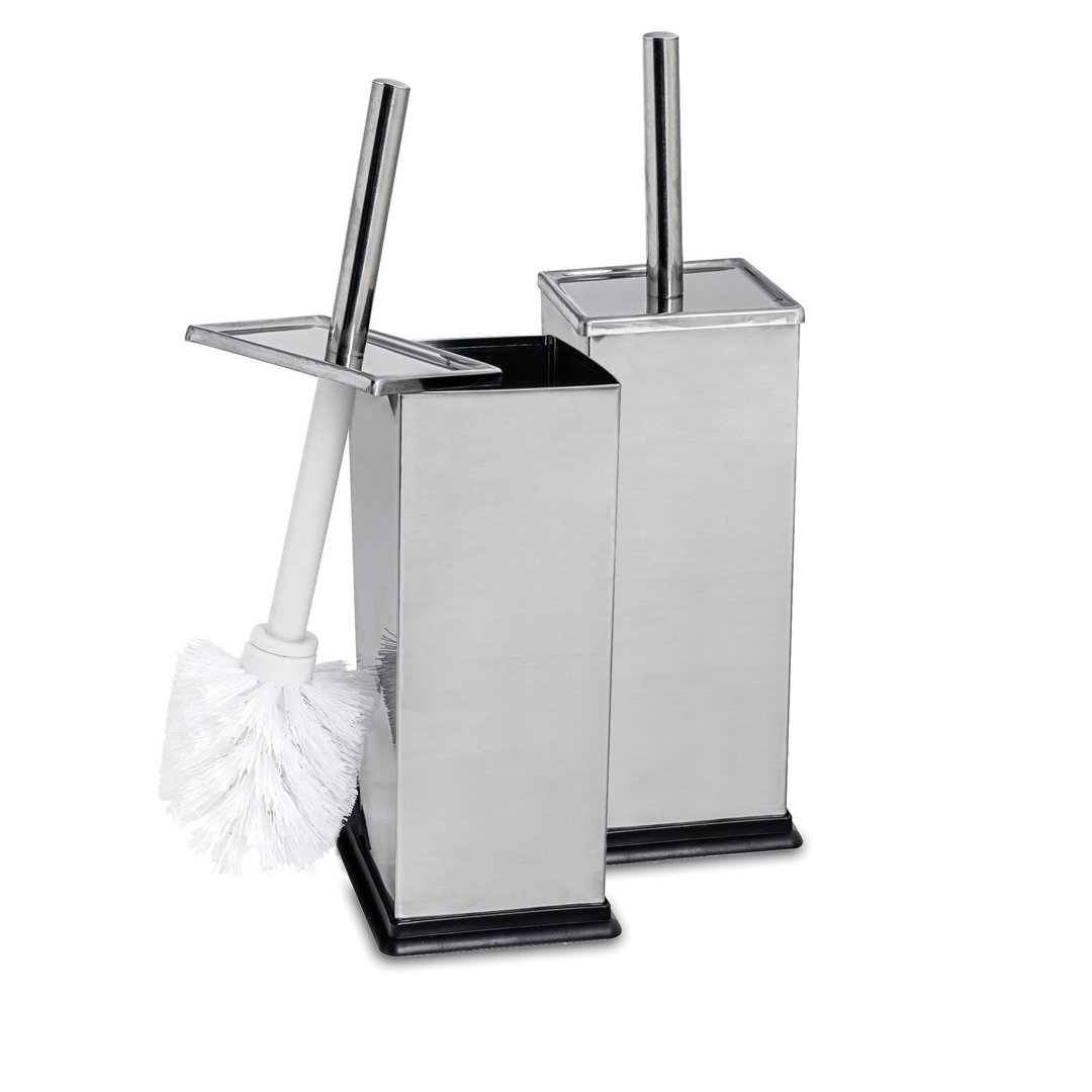 Harbour Housewares - 2x Square Toilet Brushes with Holder