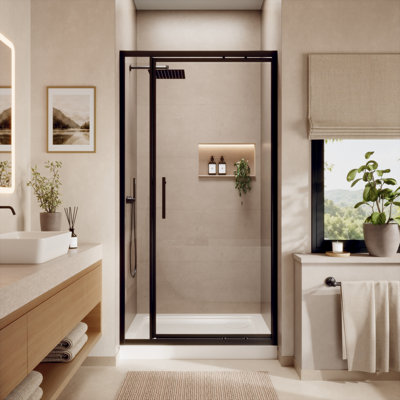 40"–42" W × 76" H Space-Saving Pivot Shower Door with 1/4" Tempered Glass & Adjustable Fit