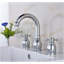 Robinet de salle de bain à fixation sur comptoir à deux poignées Juno en chrome, nickel brossé.