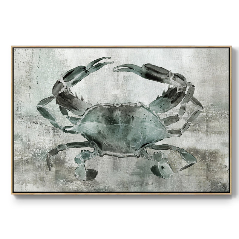 «Neutral Crab II», peinture sur toile encadrée, Cadre en bois naturel, H 17 po x l 25 po x P 2 po