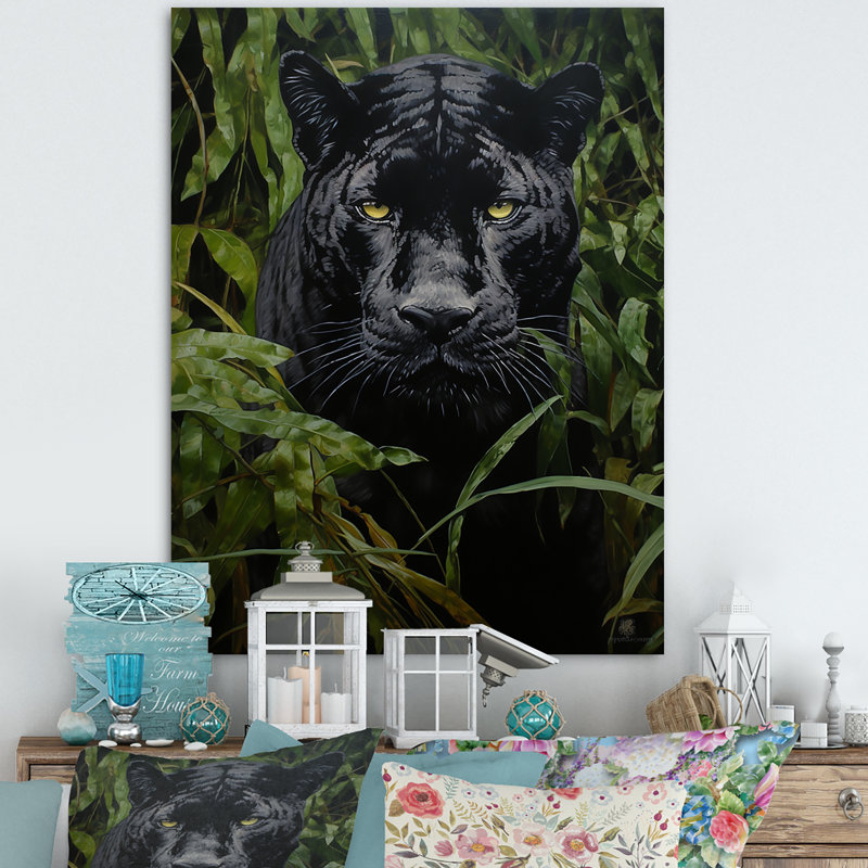 «Black Green Panther Texture Of The Jungle», reproduction sur toile, H 32 po x l 16 po x P 1 po, Toile tendue